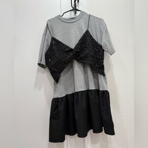 Gray and Black Layered Dress